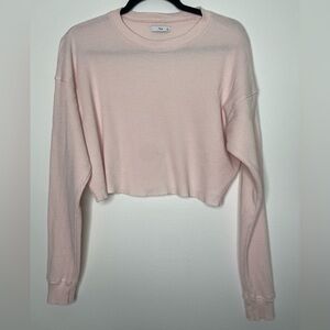 ARITZIA Tna baby pink Waffle Crew Boxy Longsleeve